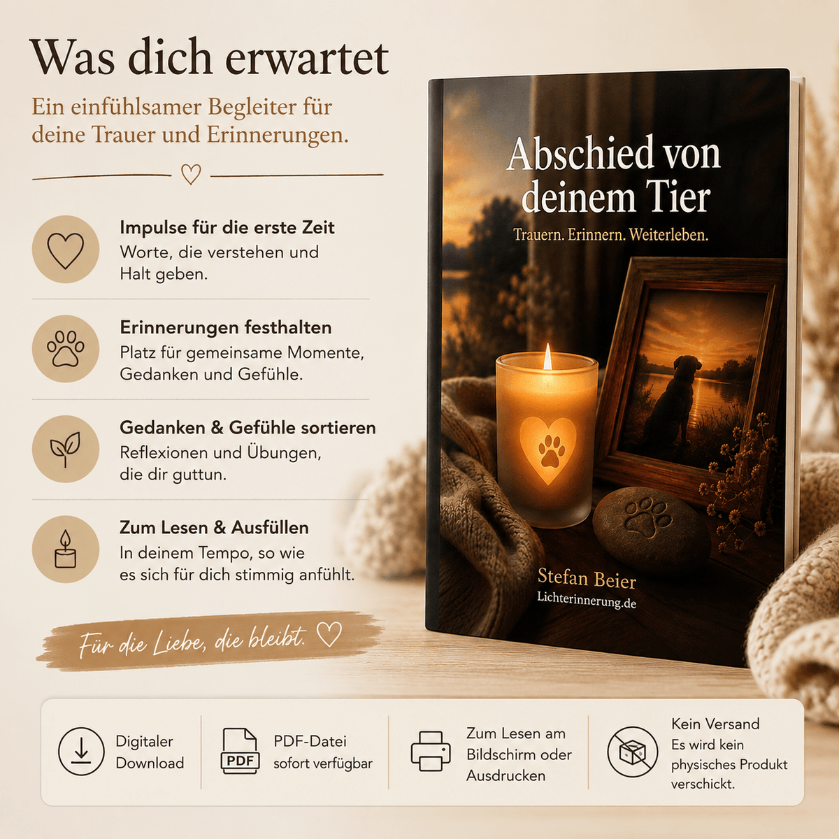 Abschied von deinem Tier – Taschenbuch + PDF Bundle - Lichterinnerung