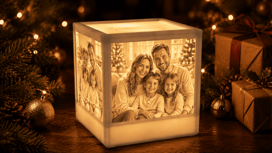Personalisiertes Weihnachtsgeschenk mit Fotos: der Lichtwürfel für die ganze Familie - Lichterinnerung
