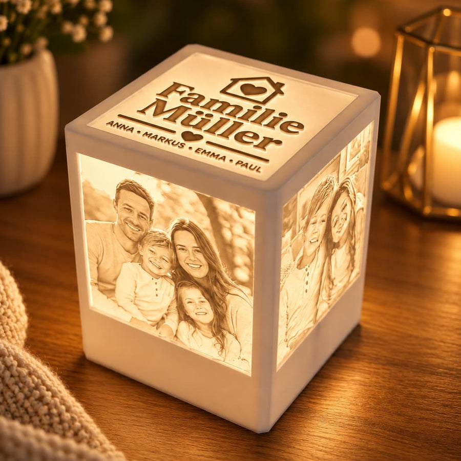 Familienwürfel mit Fotos - Lichterinnerung