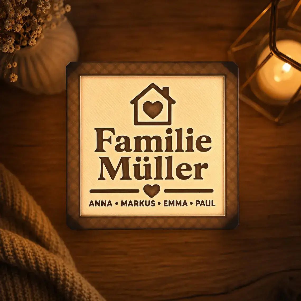 Familienwürfel – Personalisierter Lichtwürfel mit Familienfotos | 3D Lithophane Lampe - Lichterinnerung