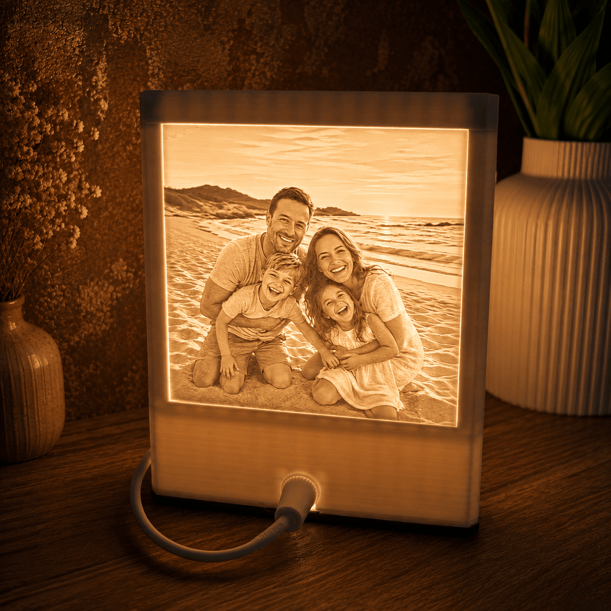 Familienwürfel – Personalisierter Lichtwürfel mit Familienfotos | 3D Lithophane Lampe - Lichterinnerung