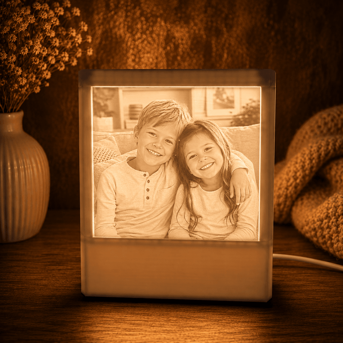 Familienwürfel – Personalisierter Lichtwürfel mit Familienfotos | 3D Lithophane Lampe - Lichterinnerung