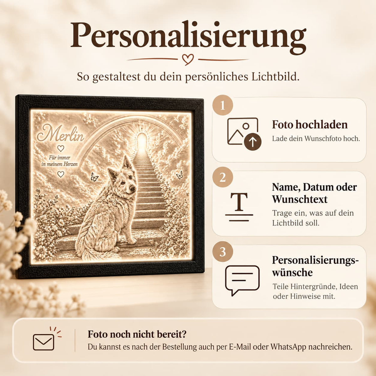 Gedenklicht für Haustiere mit Foto - Lichterinnerung