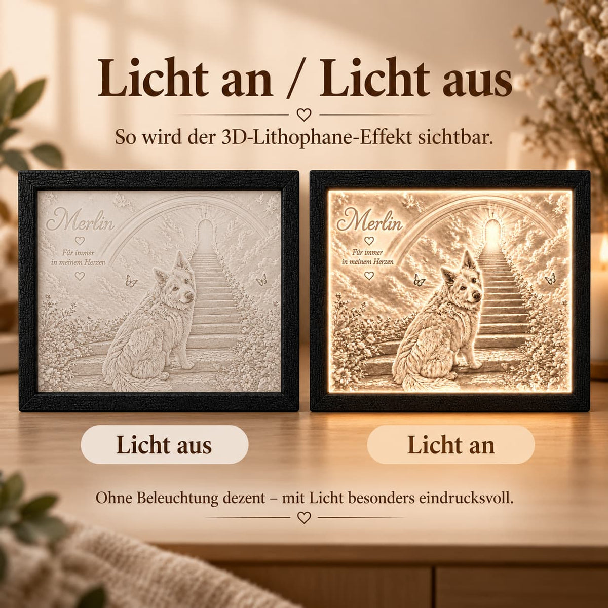 Gedenklicht für Haustiere mit Foto - Lichterinnerung
