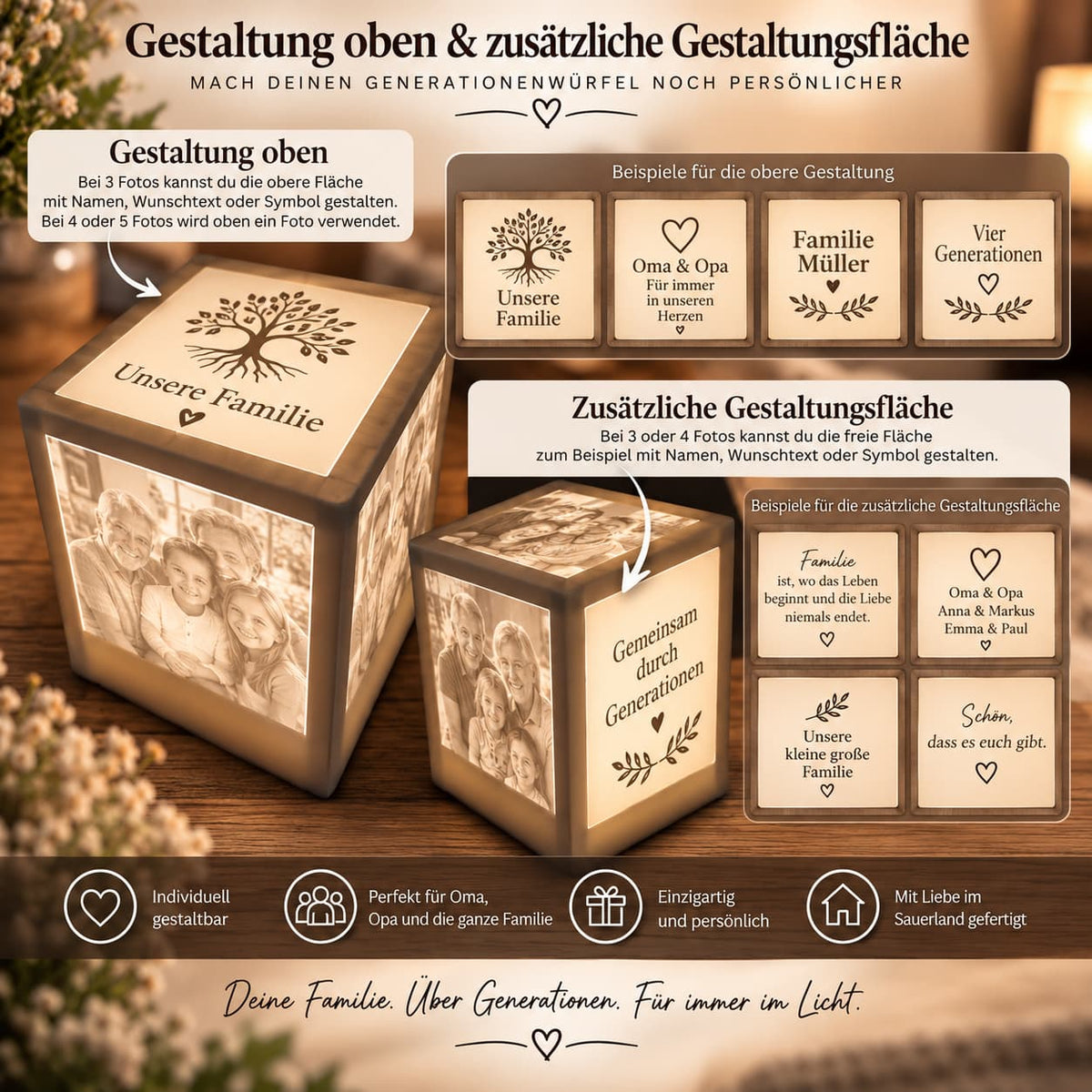 Generationenwürfel mit Fotos - Lichterinnerung