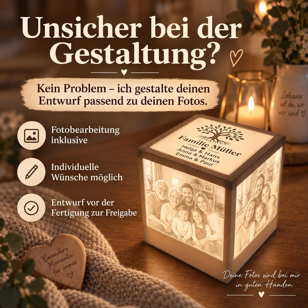 Generationenwürfel mit Fotos - Lichterinnerung