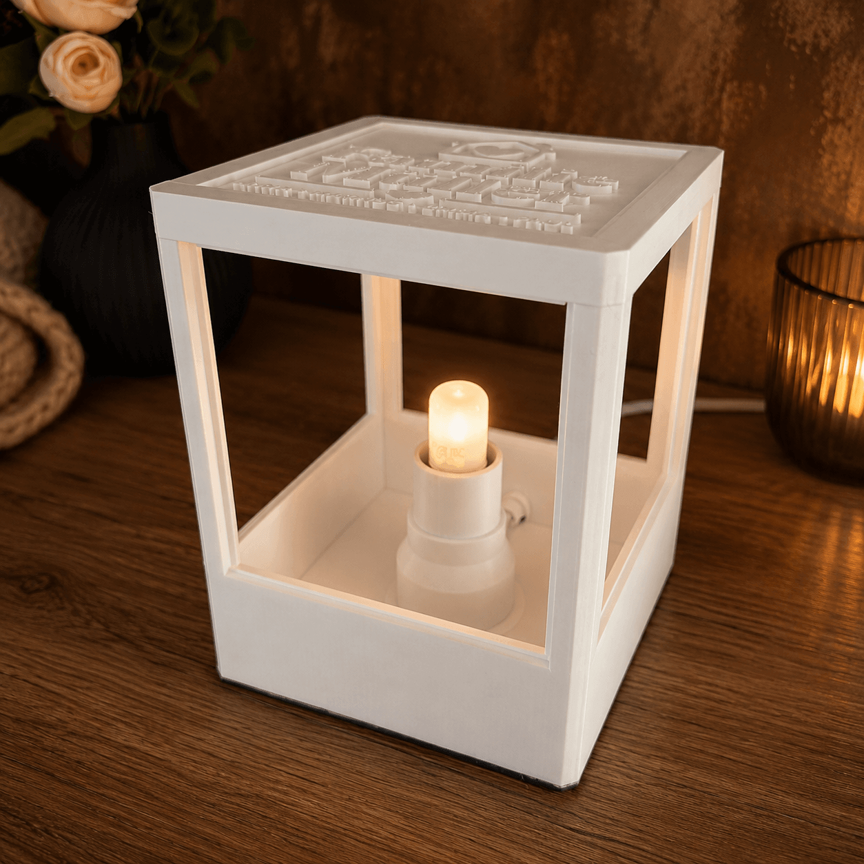 Generationenwürfel – Personalisierter Lichtwürfel für drei Generationen | 3D Lithophane Lampe