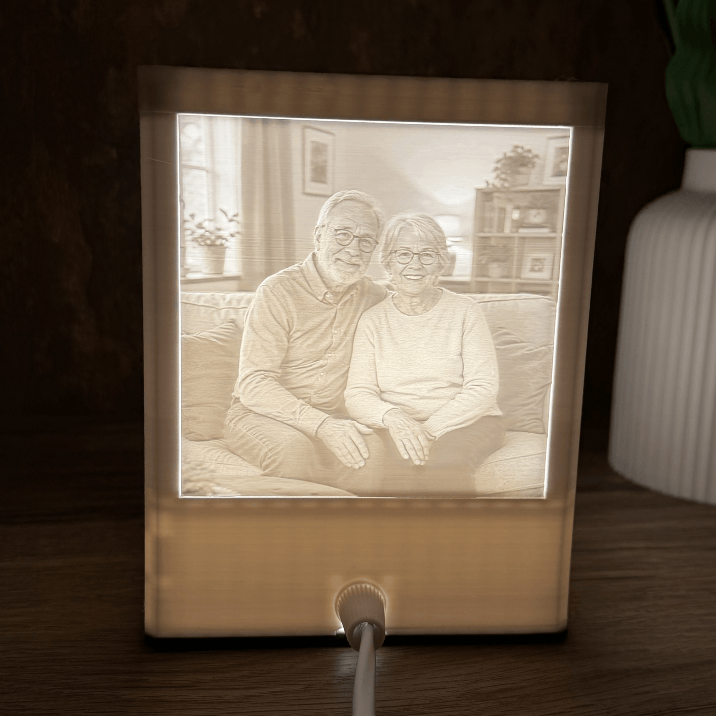 Generationenwürfel – Personalisierter Lichtwürfel für drei Generationen | 3D Lithophane Lampe