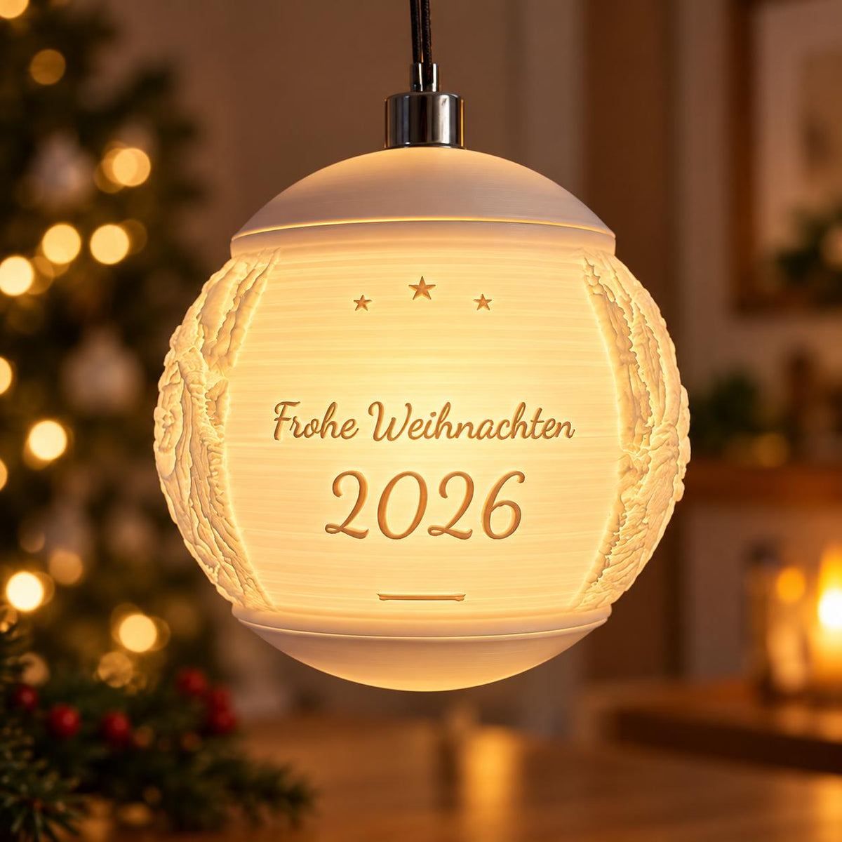 Weihnachtskugel mit Schriftzug Frohe Weihnachten 2026