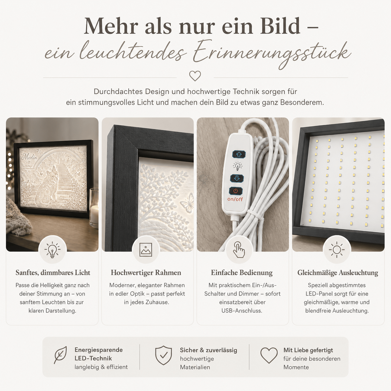 LED Lichtrahmen mit Wunschfoto - Lichterinnerung
