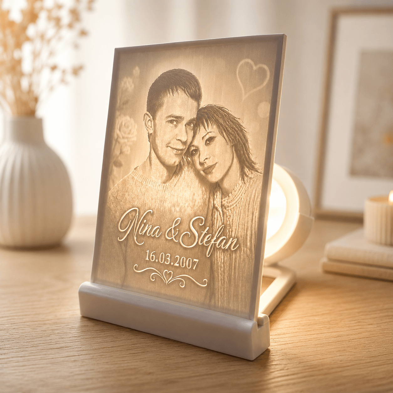 Lithophane Lichtbild mit Wunschmotiv - Lichterinnerung