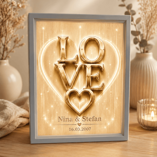 LOVE Lichtbild personalisiert – romantisches Geschenk mit Namen & Datum - Lichterinnerung