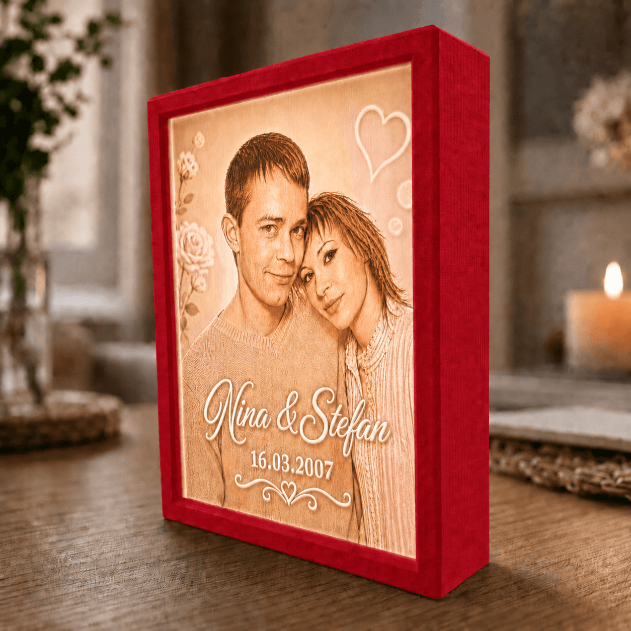 Personalisiertes 3D-Lichtbild mit Foto - Lichterinnerung