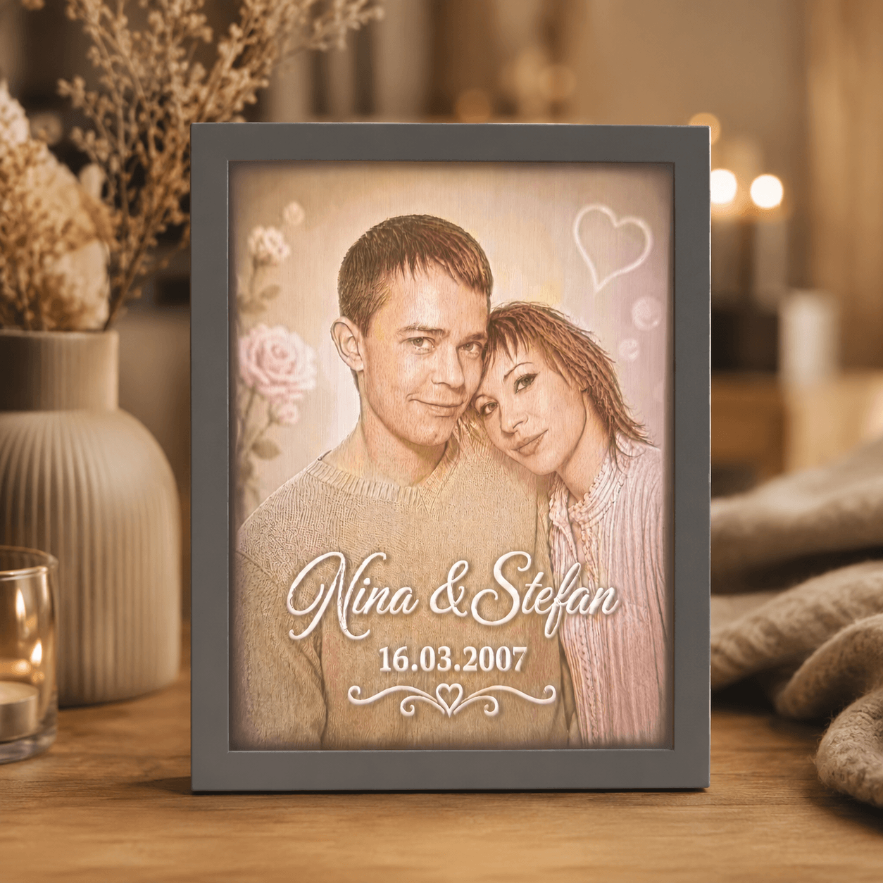 Personalisiertes 3D-Lichtbild Premium 21 × 16 cm - Lichterinnerung