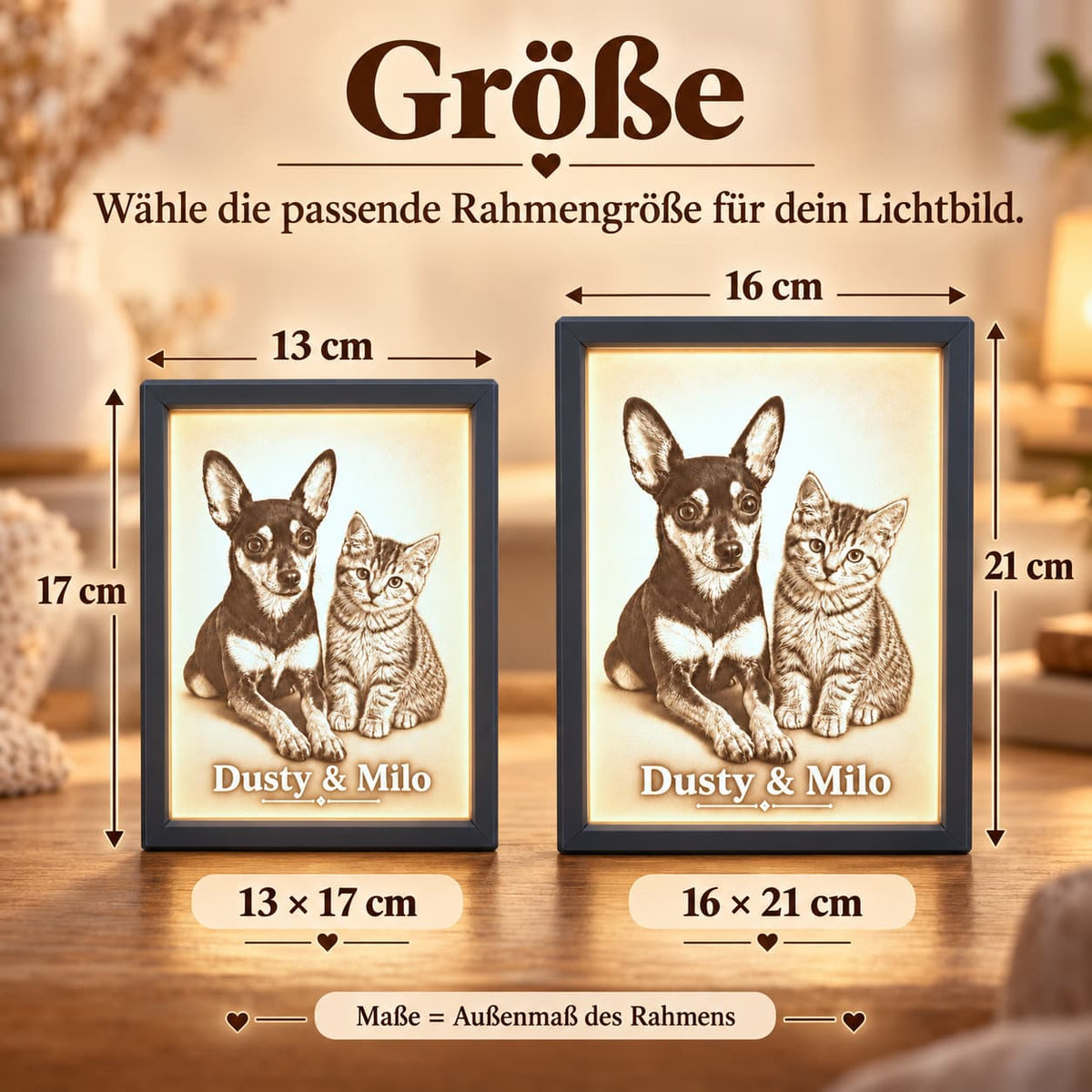 Personalisiertes Tierporträt mit Foto - Lichterinnerung