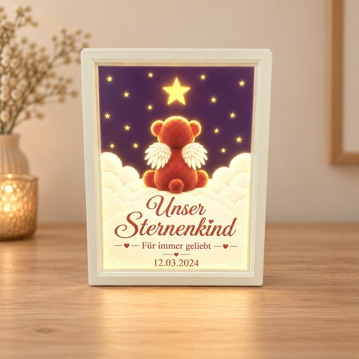 Sternenkind-Gedenklicht mit Name & Datum - Lichterinnerung