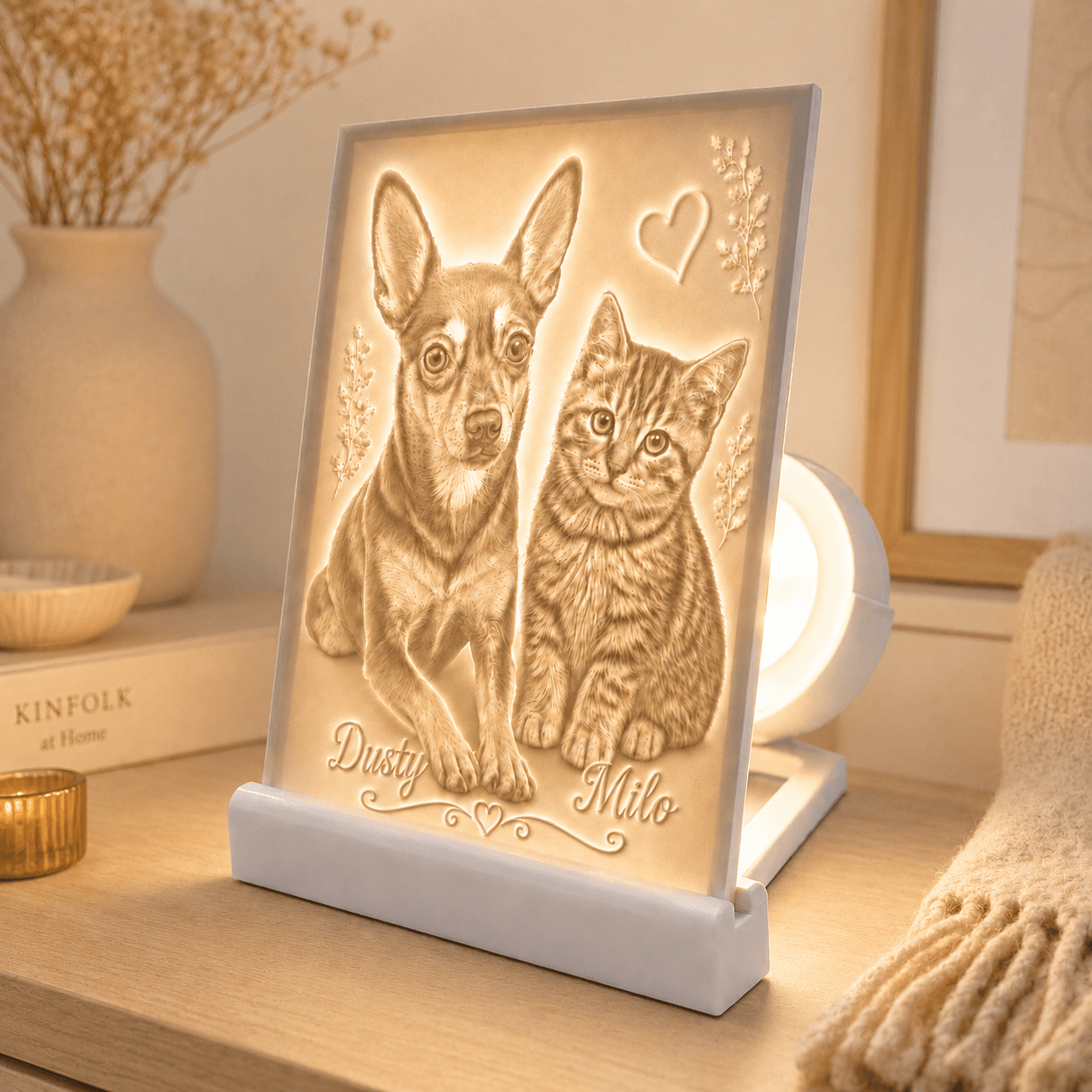 3D-Tierporträt mit LED-Sockel